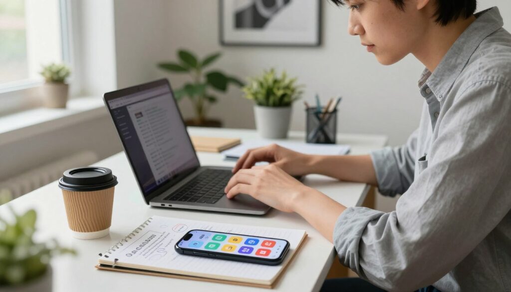 A person using a smartphone to manage multiple gig economy apps, illustrating ways to make money online for beginners in the gig economy A person using a smartphone to manage multiple gig economy apps, illustrating ways to make money online for beginners in the gig economy