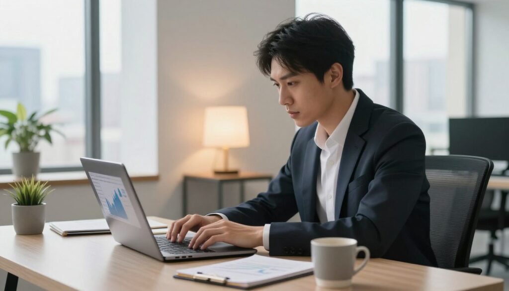 A person working on a laptop, representing quick ways to earn money online A person working on a laptop, representing quick ways to earn money online