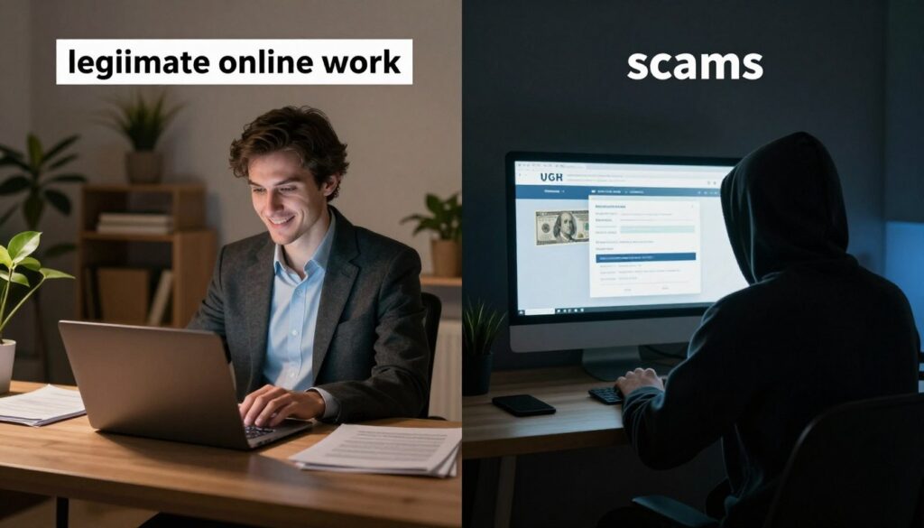 legitimate online work vs scams