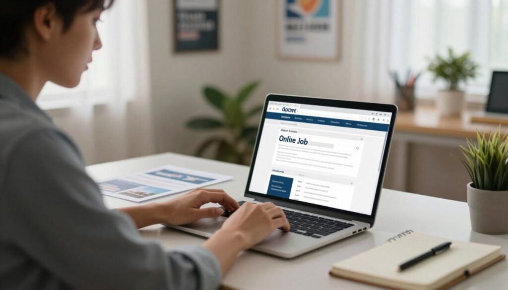 Strategic online job search on laptop