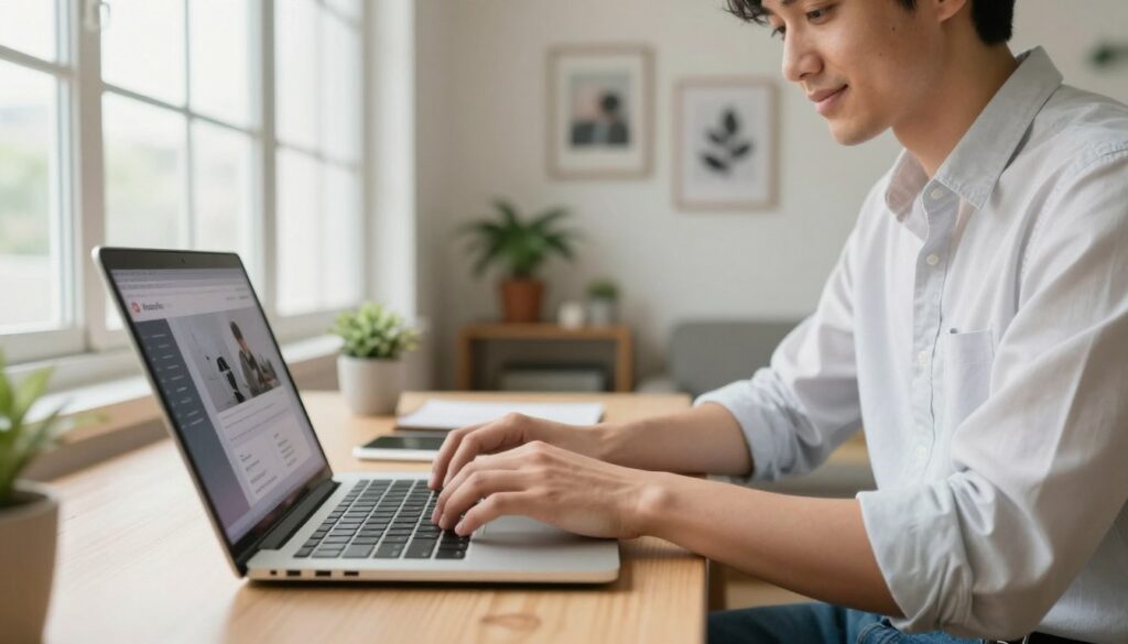 beginner freelancer working on laptop beginner freelancer working on laptop