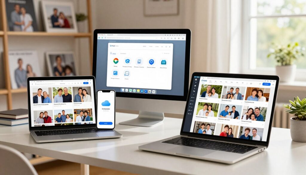 Managing family photos across multiple cloud services