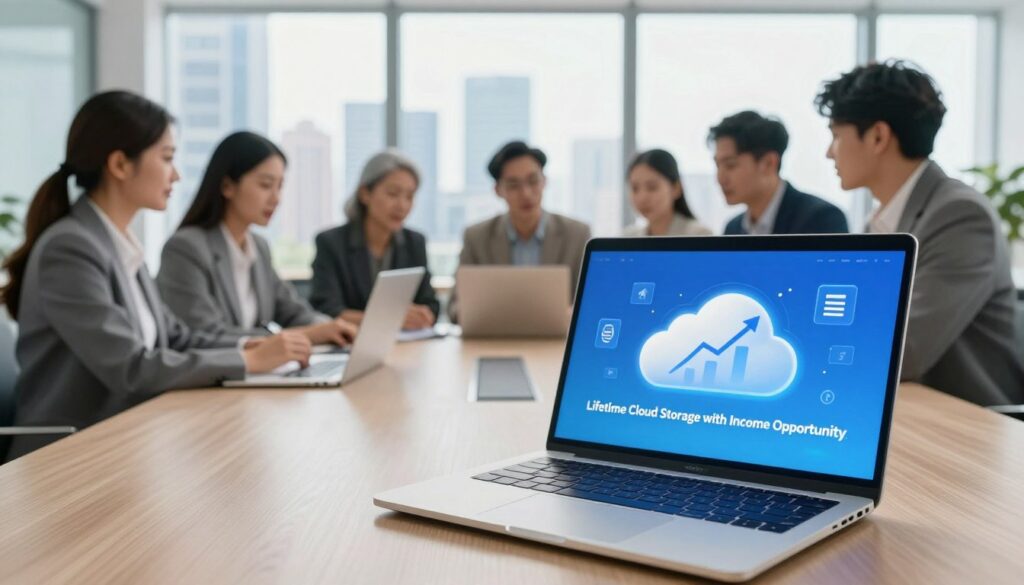 Lifetime cloud storage with income opportunity